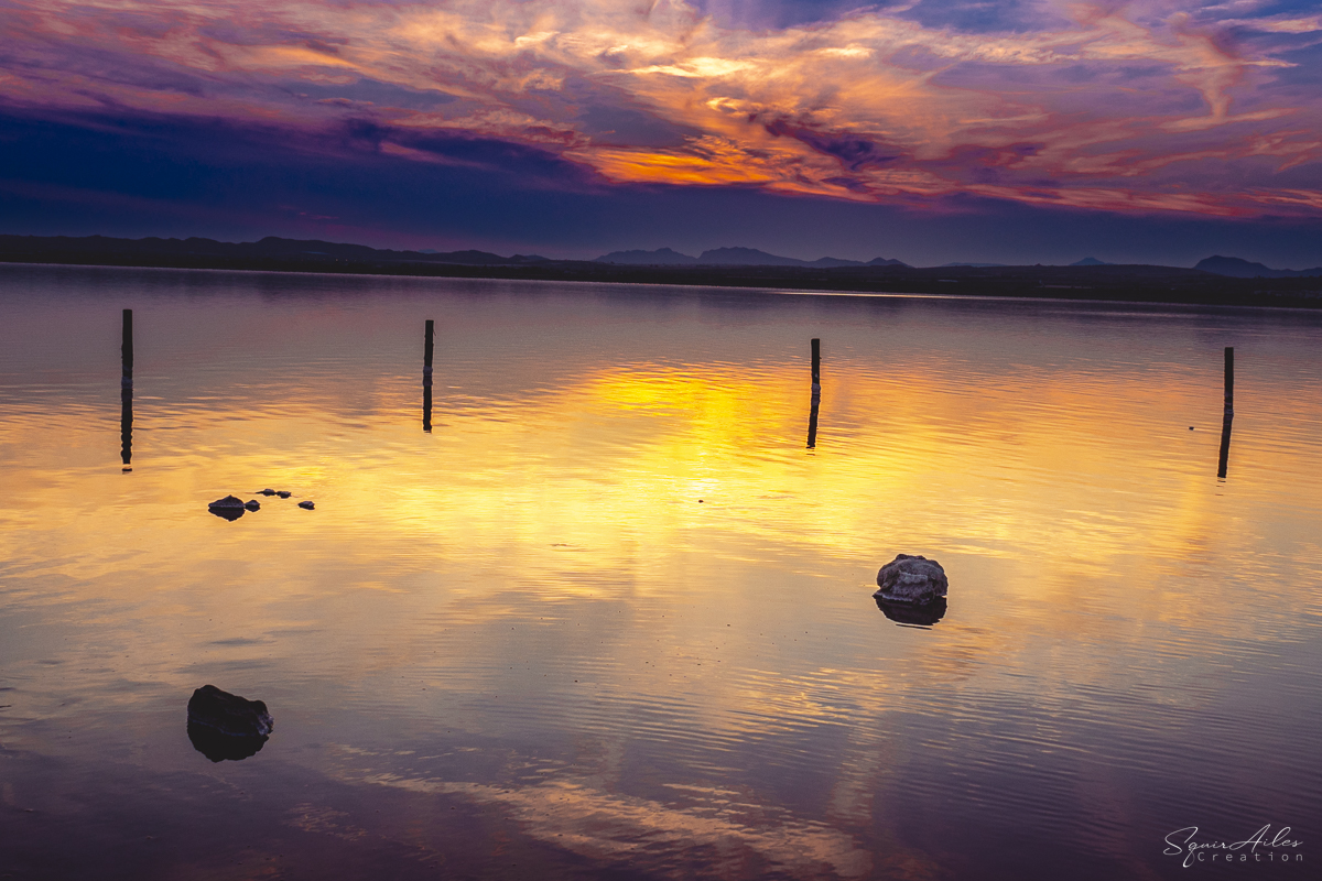 Salines au coucher de soleil